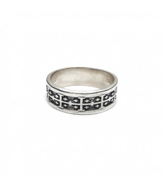 R002315 Genuine Sterling Silver Ring Band Jerusalem Cross Solid Hallmarked 925 Handmade